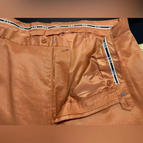Daniel Ellissa 100% Linen Short Sleeve Men’s Top 4XL Pants 48x34 Rust Suit Set